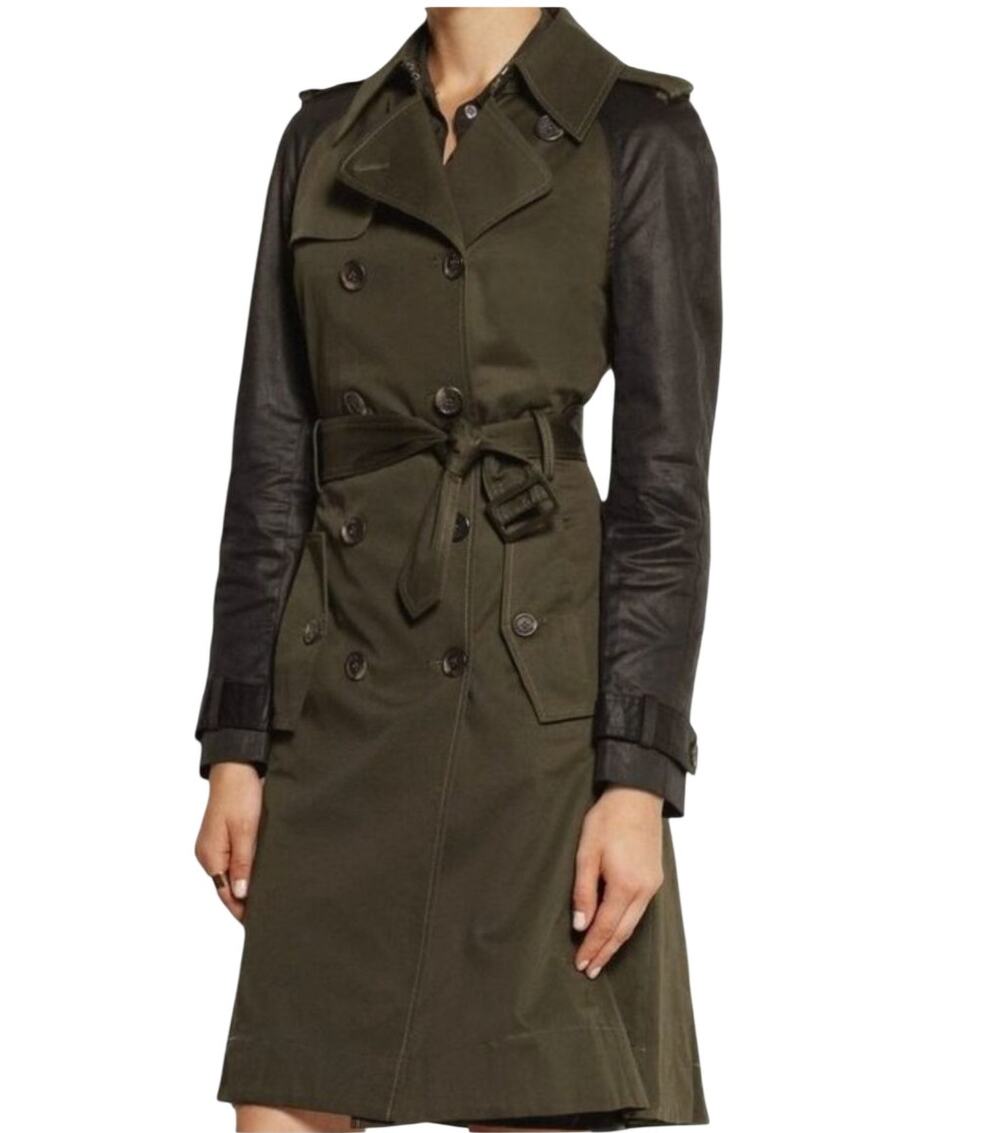 Altuzarra Target Green Black Two Tone Belted Trenchcoat Jacket Small S